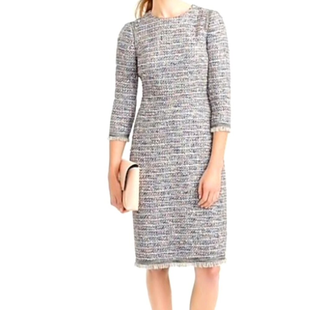 J. Crew Spring NWT 3/4 Sleeve Multicolored Tweed Dress
